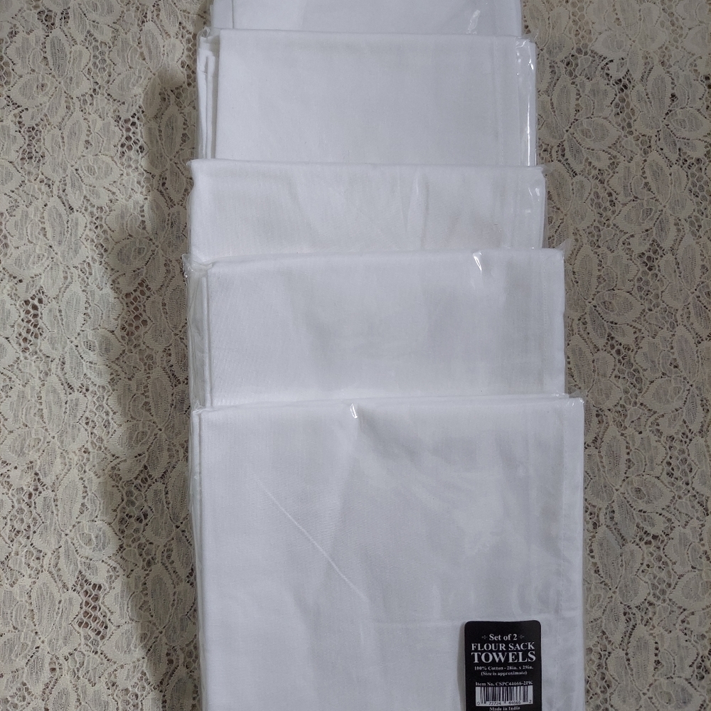 Ten Flour Sack Towels Plain White Dishtowels New in Package - Picture 9 of 9